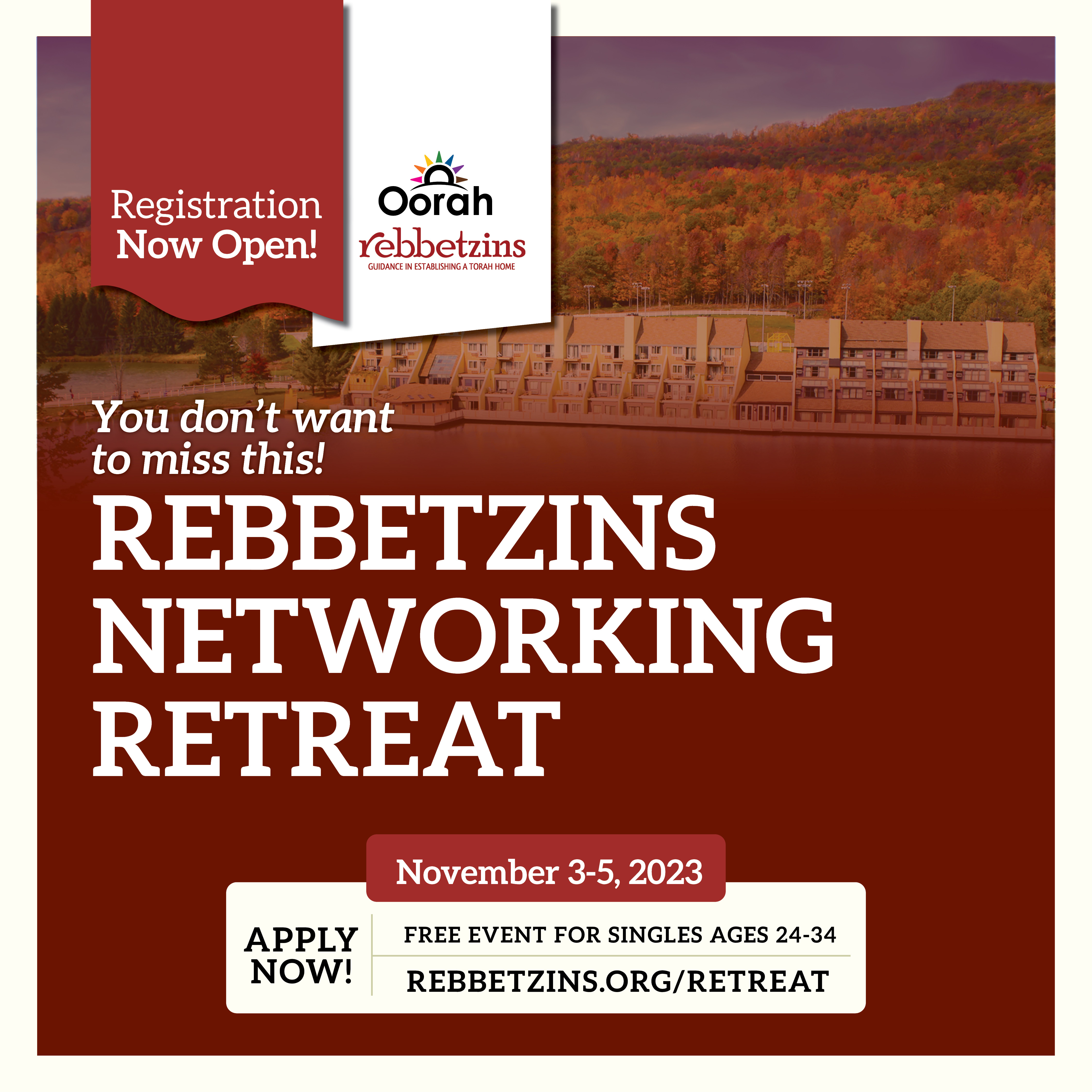 Join us for the Rebbetzins Retreat, November 3-5